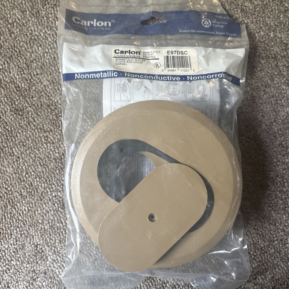 Carlon E97DSC Floor Box Cover Duplex Receptacle, 1-Gang, Brown / Caramel Color